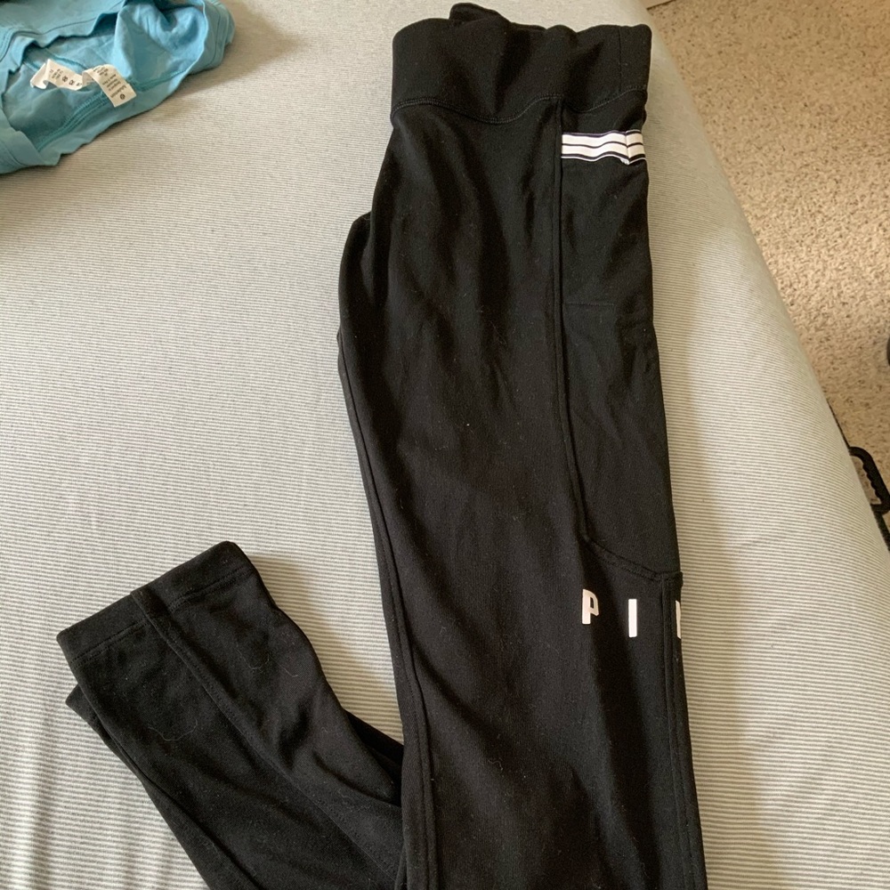 Pink Black leggings with pockets